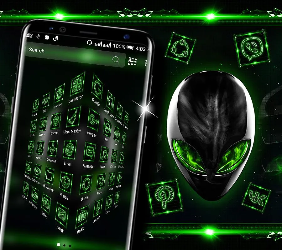 Alien Green Launcher Theme | Indus Appstore | Screenshot