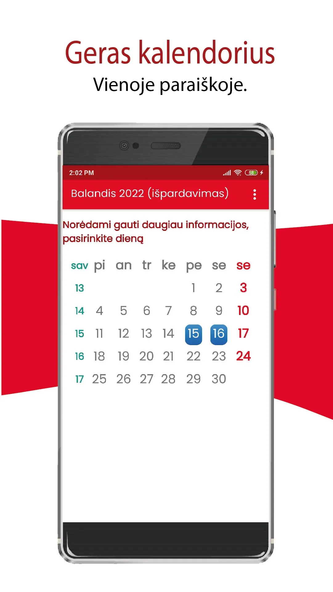 Lietuvos Kalendorius 2024 | Indus Appstore | Screenshot