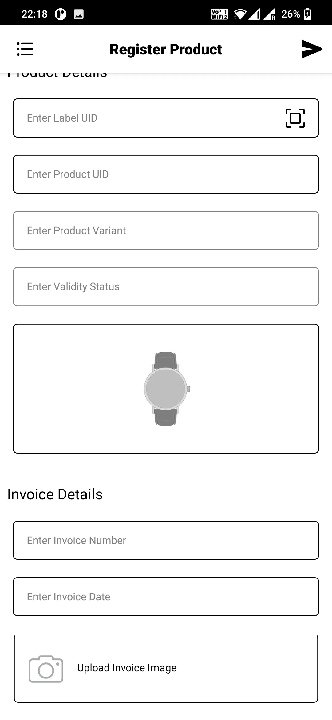 Warranty Registration | Indus Appstore | Screenshot