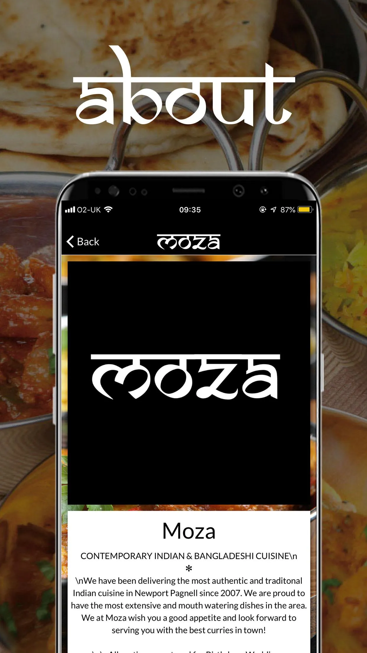 Moza Indian Restaurant | Indus Appstore | Screenshot