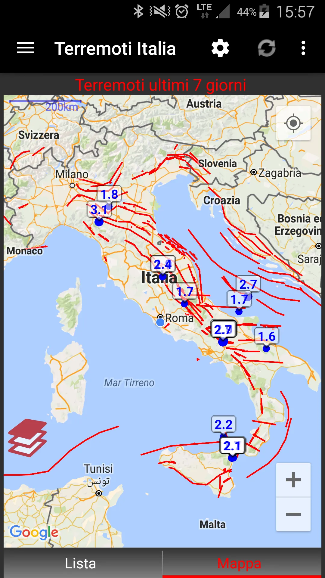 Terremoti Italia | Indus Appstore | Screenshot