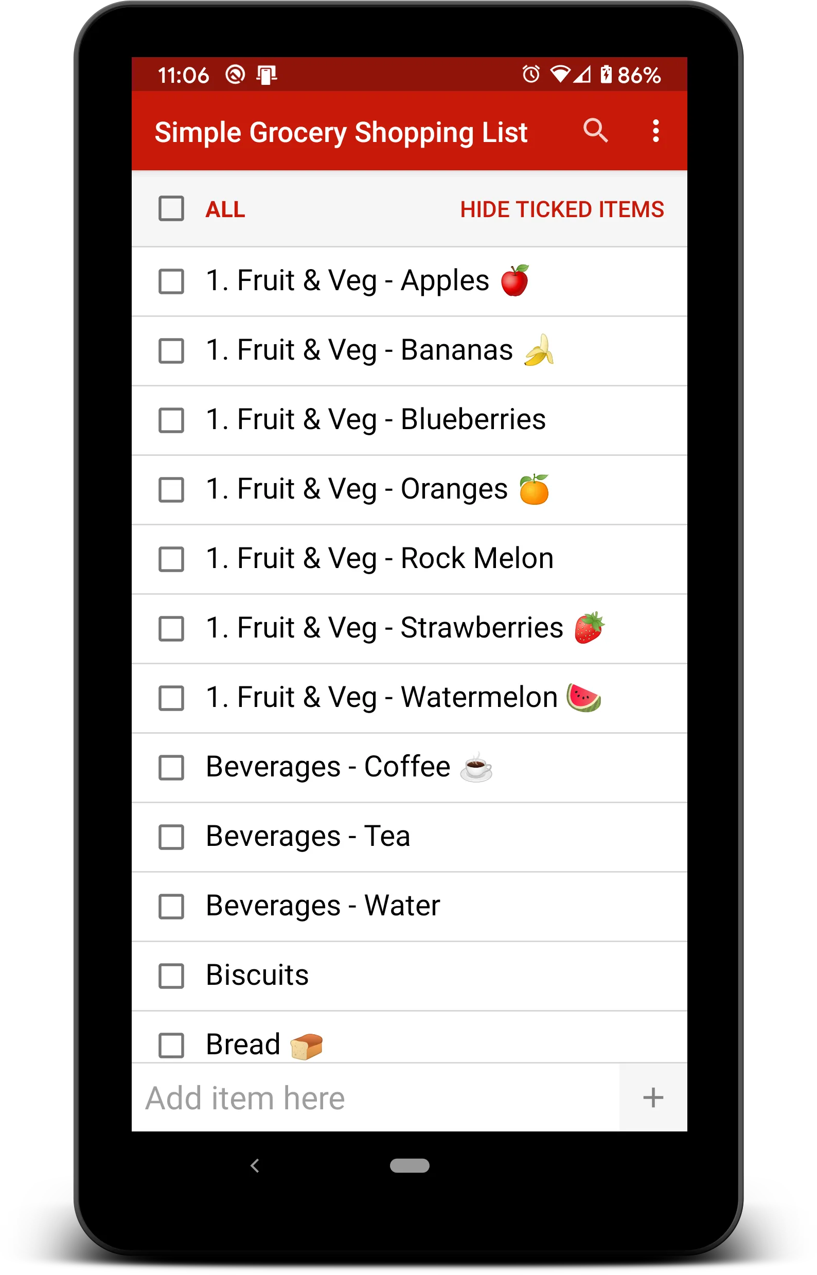 Simple Grocery Shopping List | Indus Appstore | Screenshot