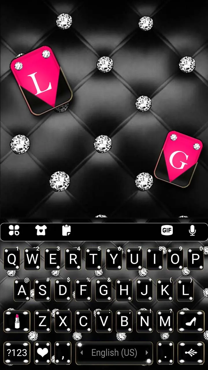 Black Pink Diamonds Keyboard B | Indus Appstore | Screenshot