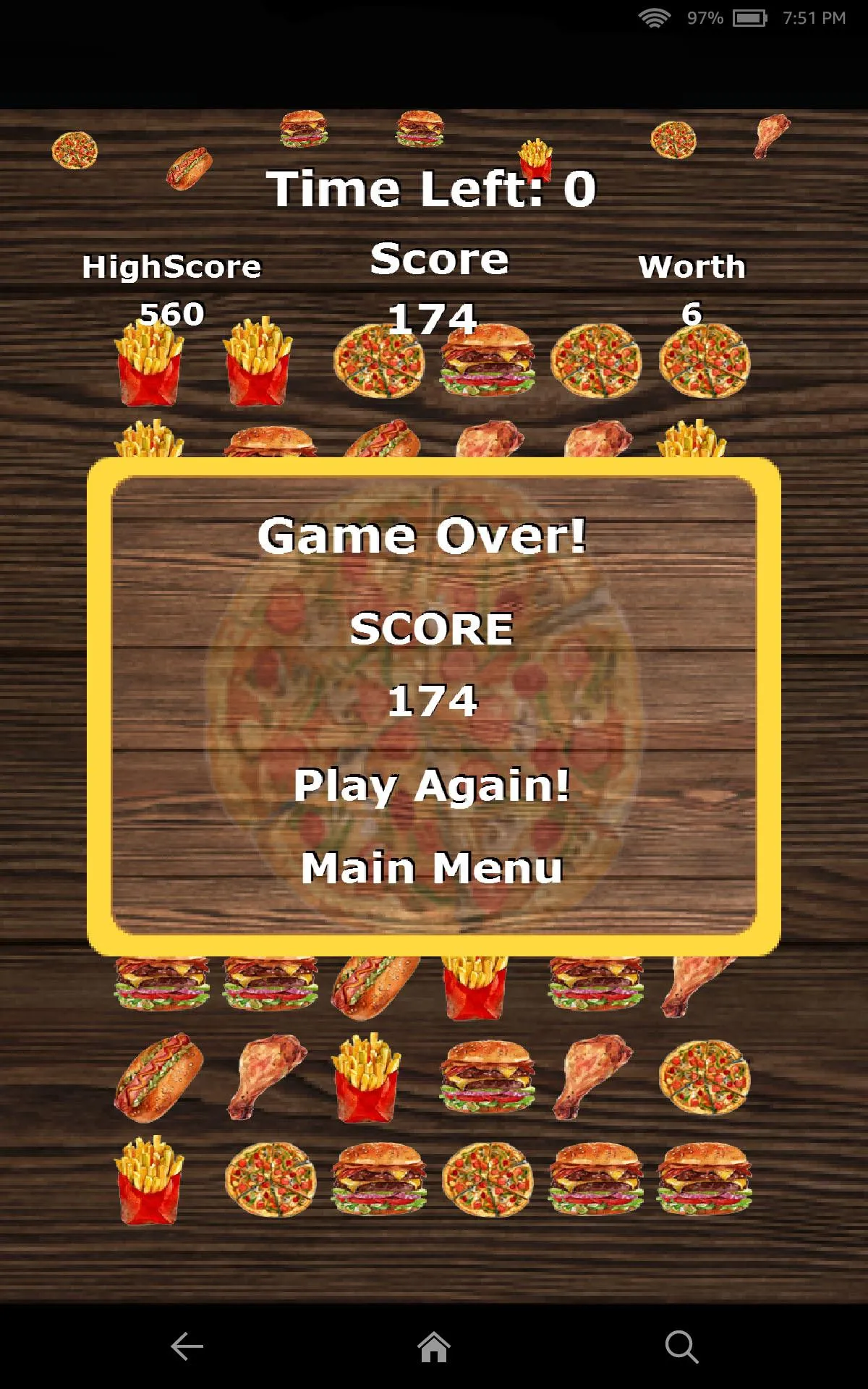 Pizza Burger Match 3 Game | Indus Appstore | Screenshot