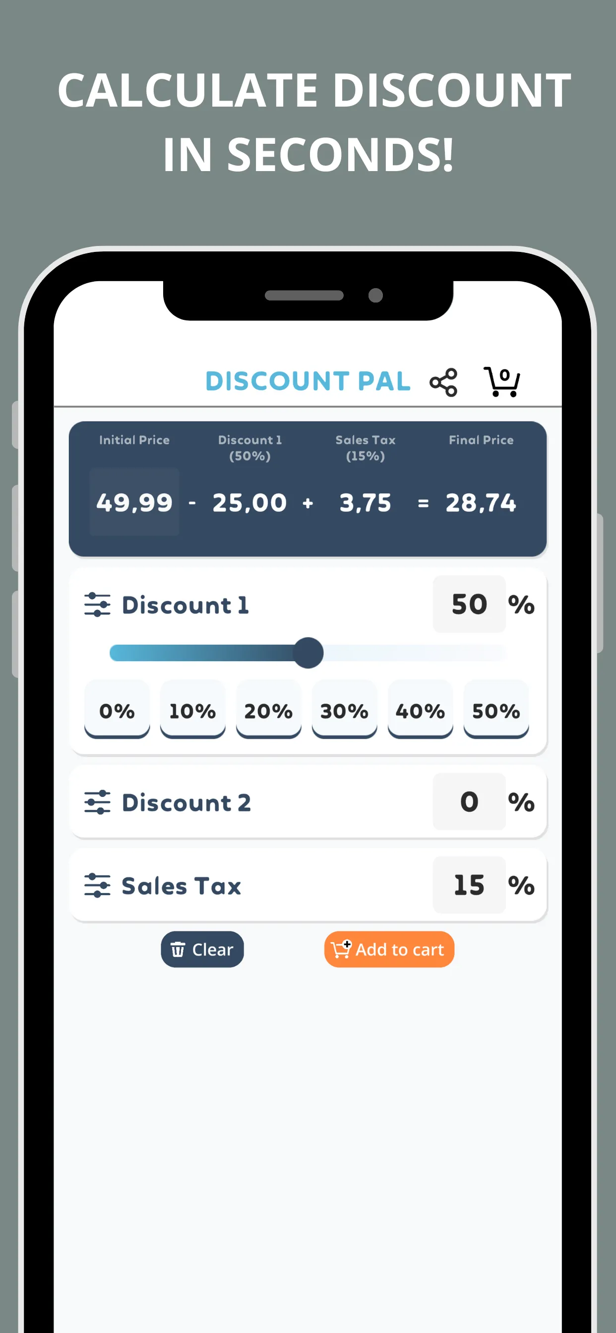 Percent Off Shoping Calculator | Indus Appstore | Screenshot