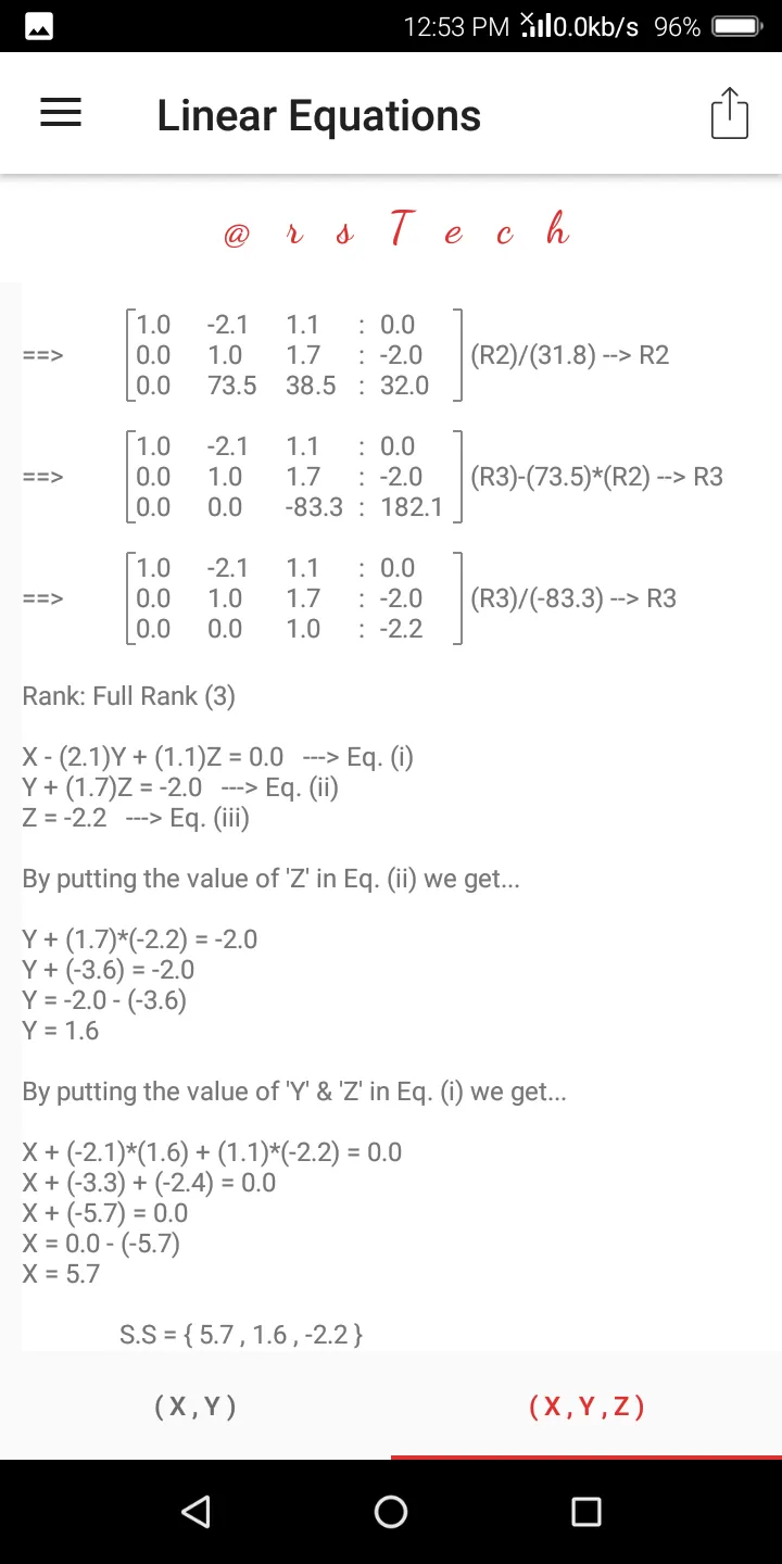 Linear Equations Solver | Indus Appstore | Screenshot