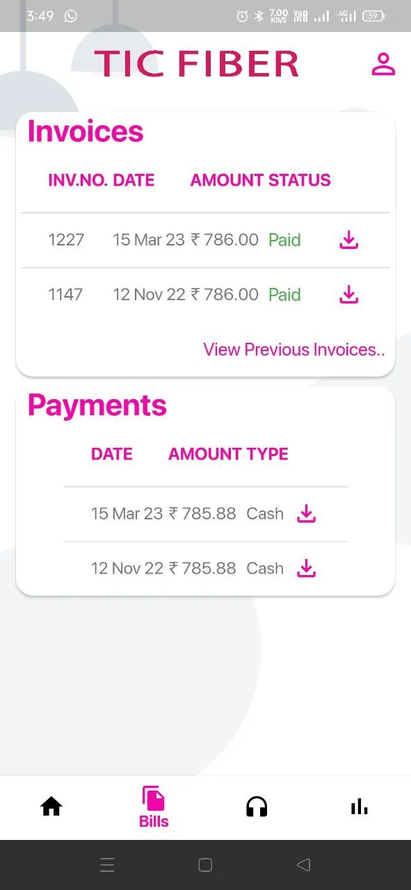 TICFIBER Customer APP | Indus Appstore | Screenshot