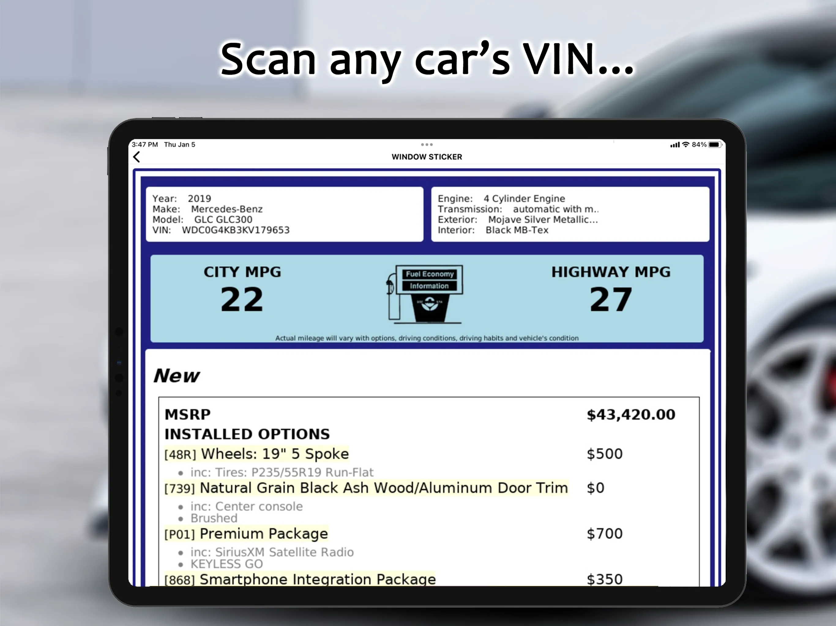 Monroney Labels VIN Decoder | Indus Appstore | Screenshot