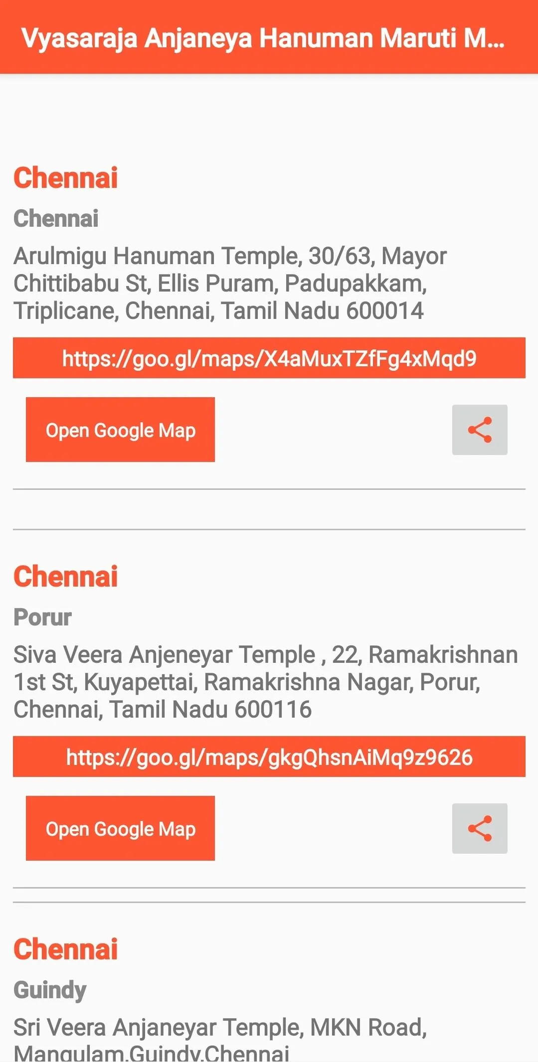 Vyasaraja Anjaneya Temple list | Indus Appstore | Screenshot