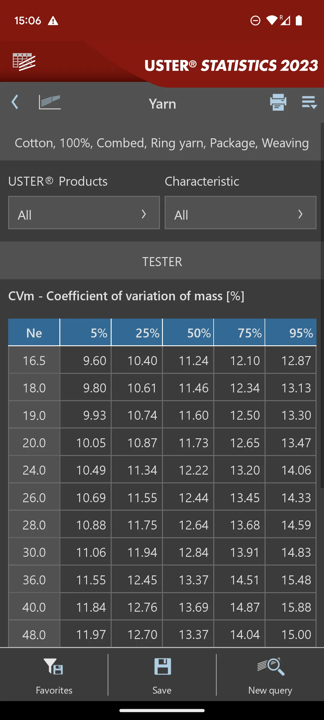 USTER® STATISTICS | Indus Appstore | Screenshot