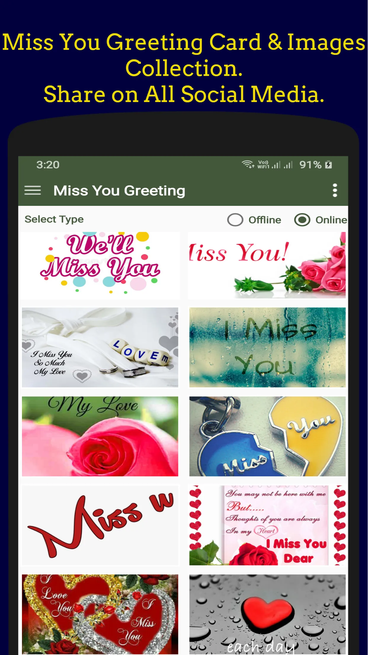 Miss You Greeting Collection. | Indus Appstore | Screenshot