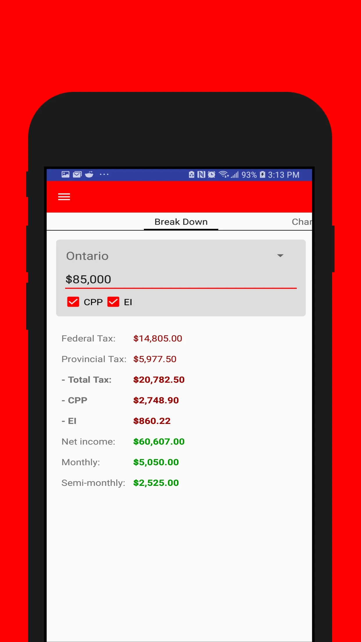 Canadian Pay Cheque Calculator | Indus Appstore | Screenshot