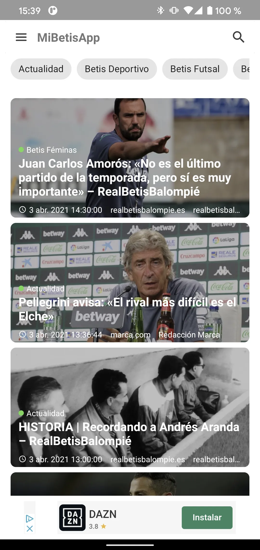 Mi Betis App - Noticias Betis | Indus Appstore | Screenshot