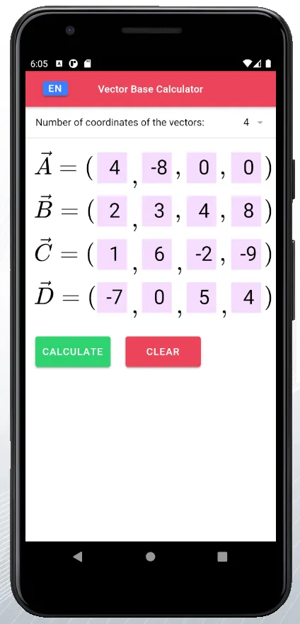 Vector Base Calculator | Indus Appstore | Screenshot