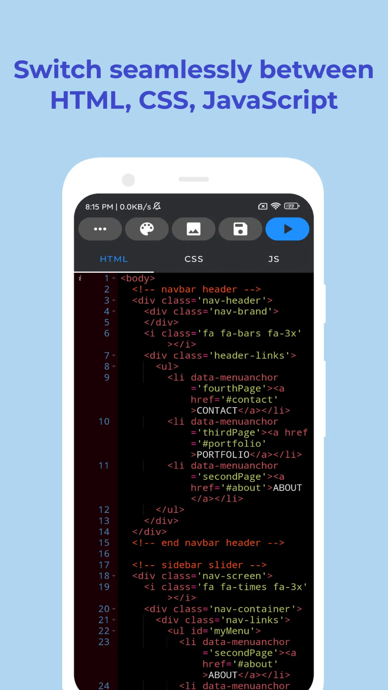 HTML Editor - HTML, CSS & JS | Indus Appstore | Screenshot