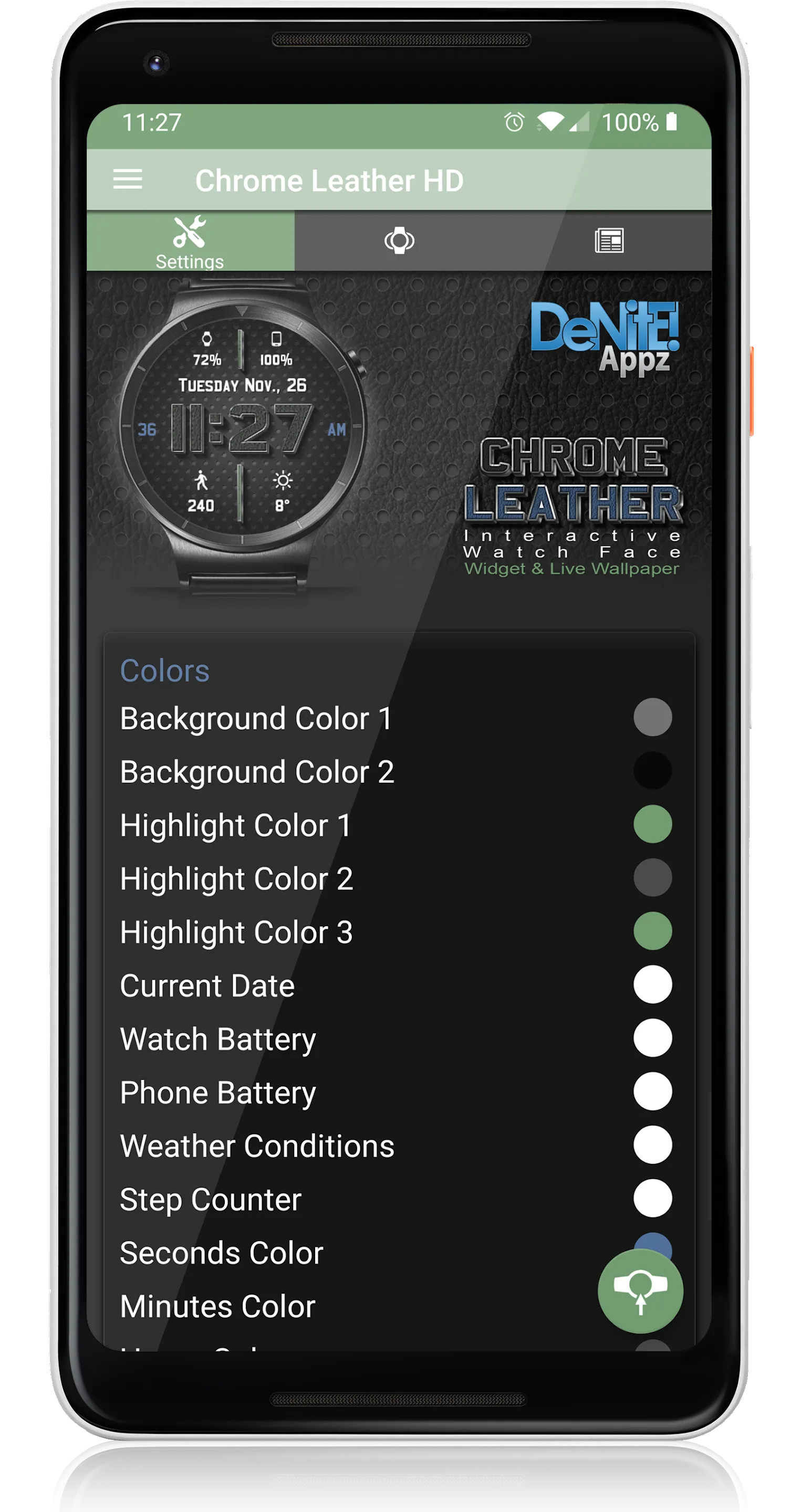 Chrome Leather HD Watch Face | Indus Appstore | Screenshot