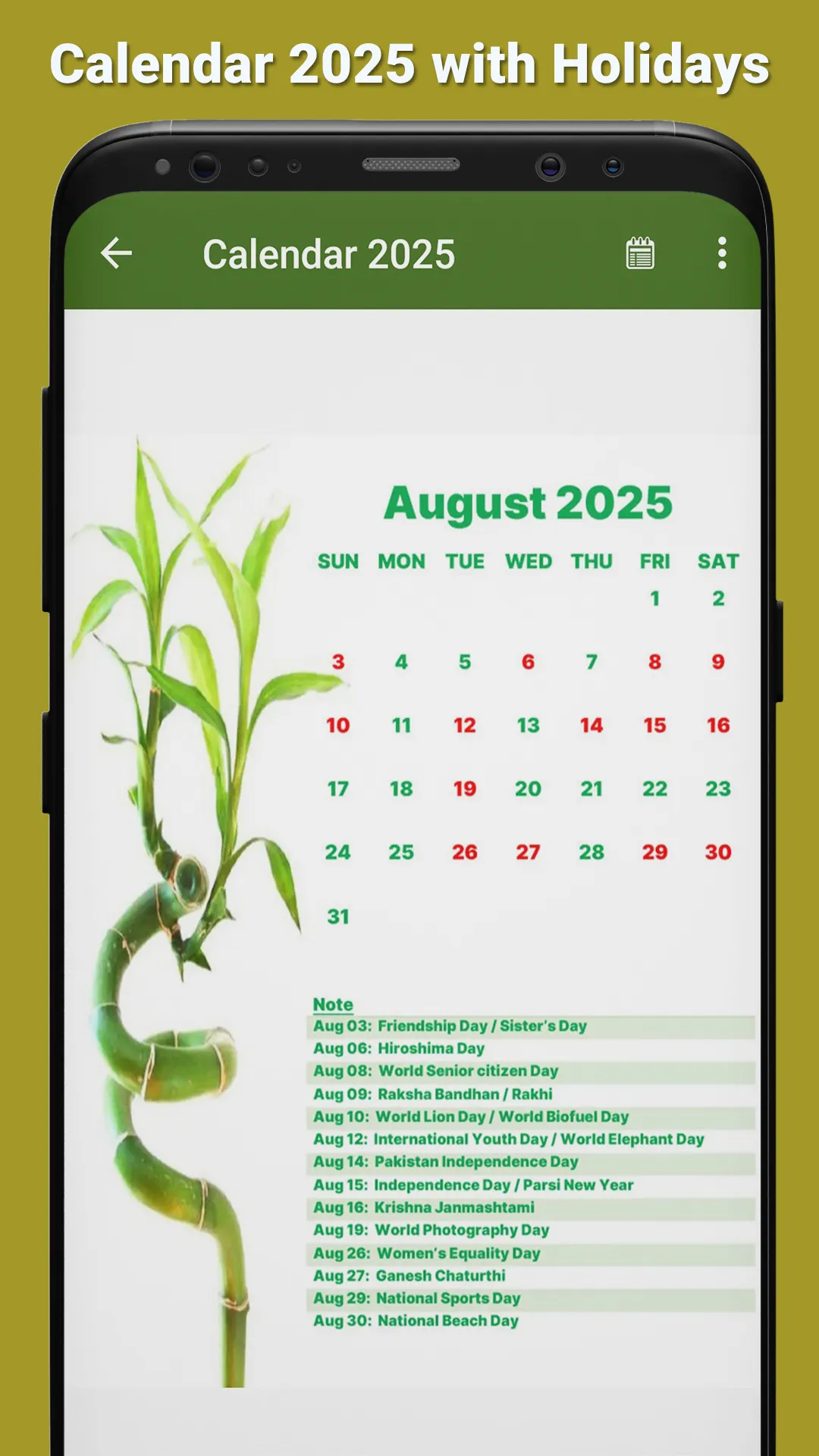 Calendar 2025 with Holidays | Indus Appstore | Screenshot