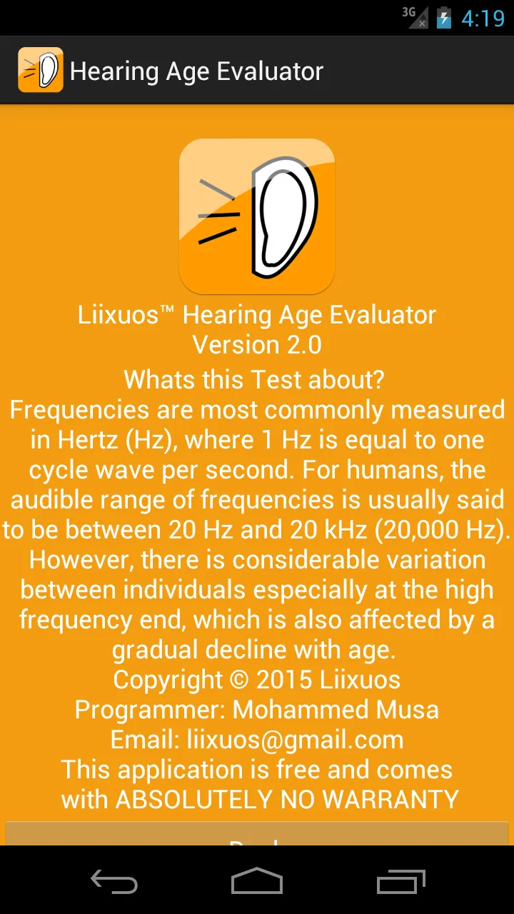 Hearing Age Evaluator | Indus Appstore | Screenshot