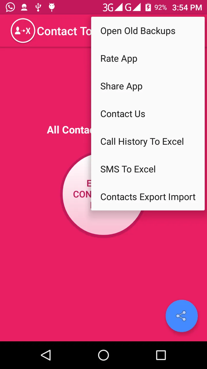 Contact To Excel | Indus Appstore | Screenshot