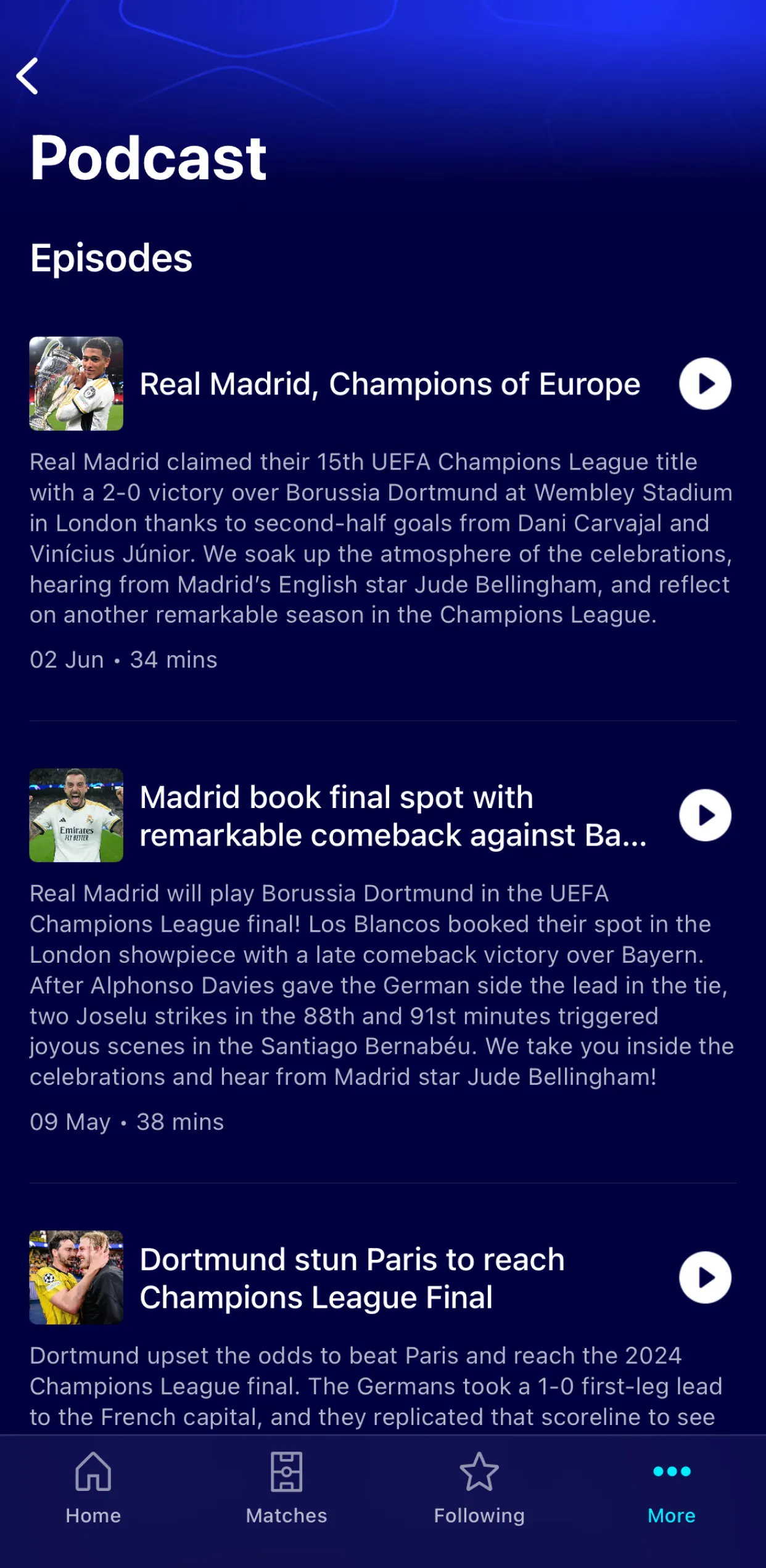 Champions League Official | Indus Appstore | Screenshot