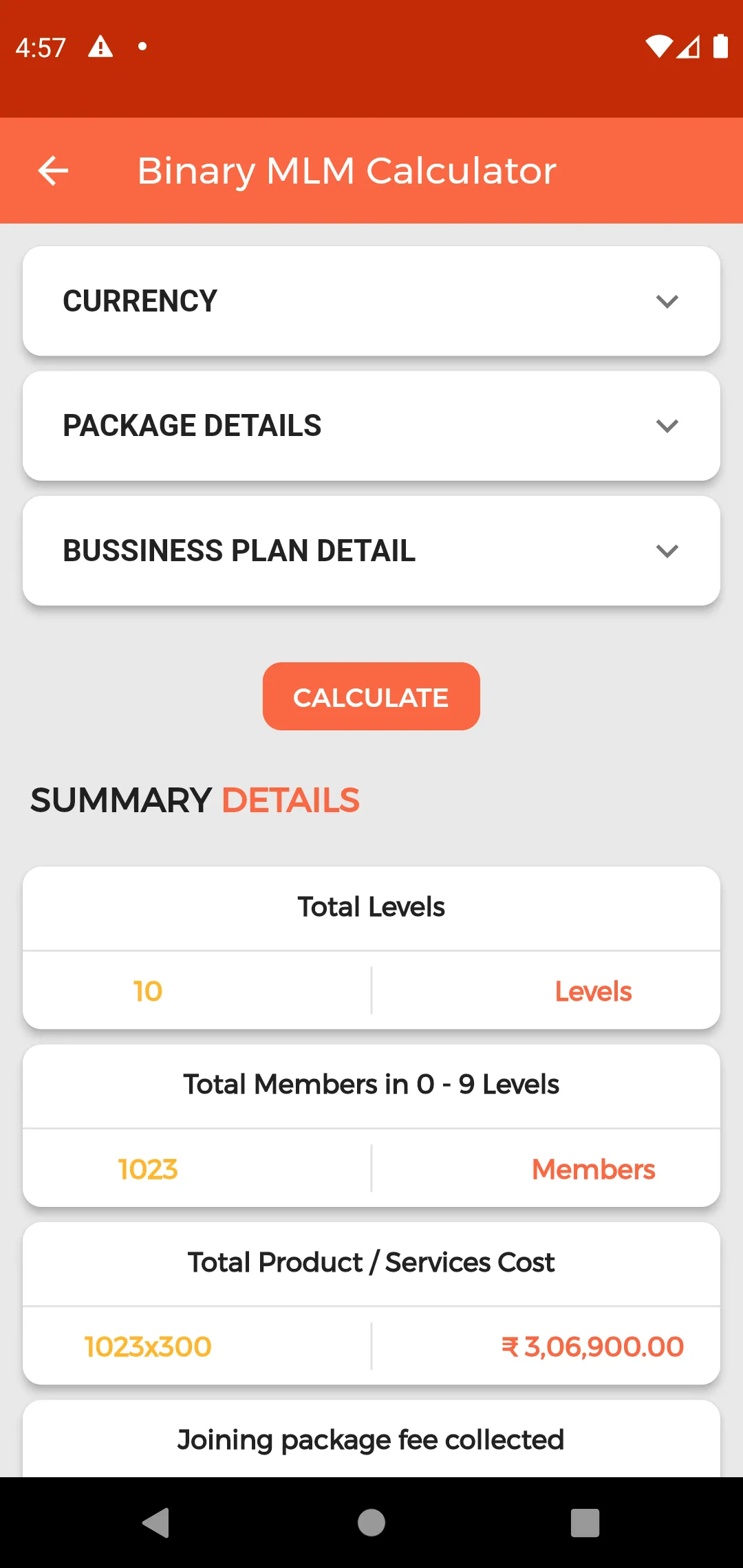 MLM Calculator | Indus Appstore | Screenshot