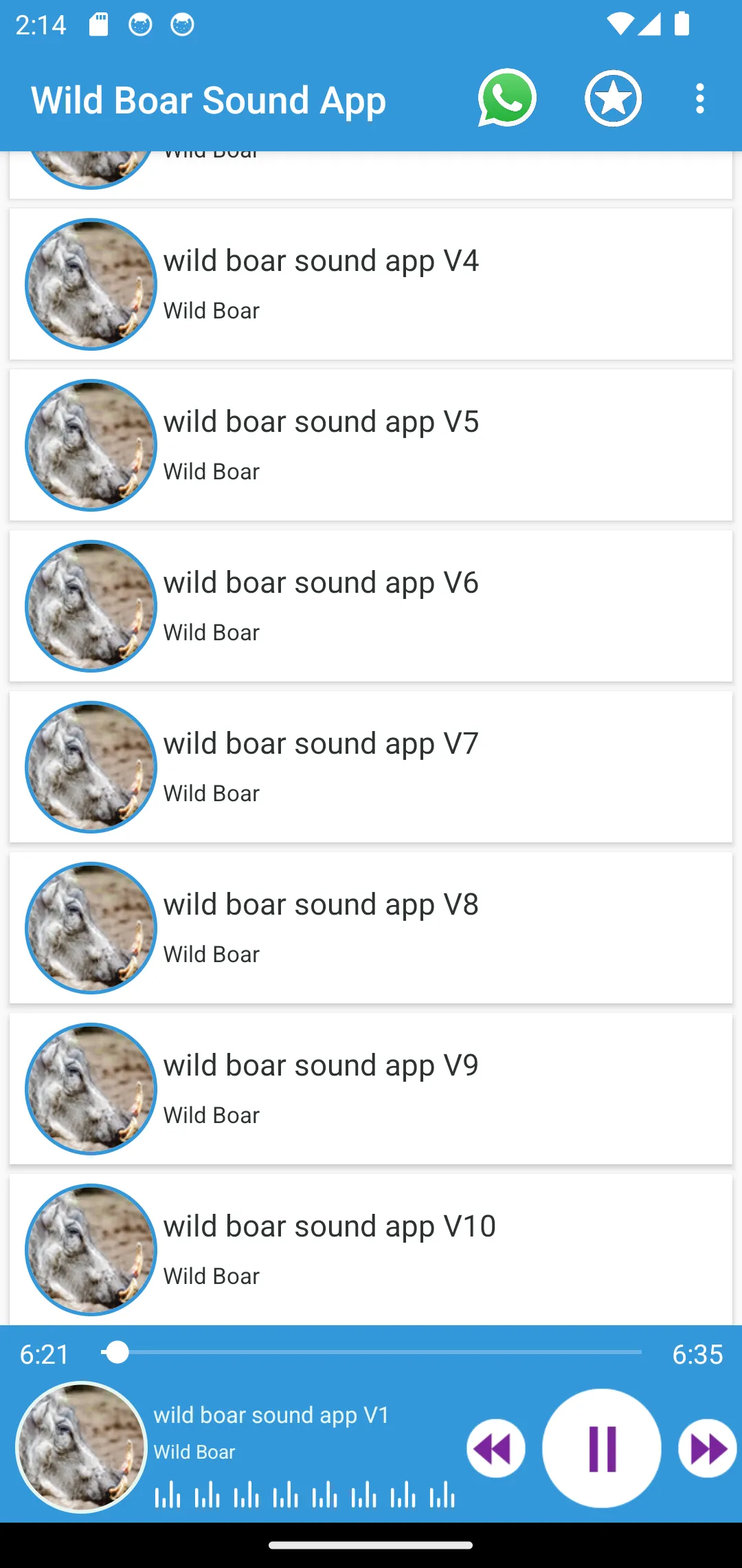 Wild Boar Sounds App | Indus Appstore | Screenshot