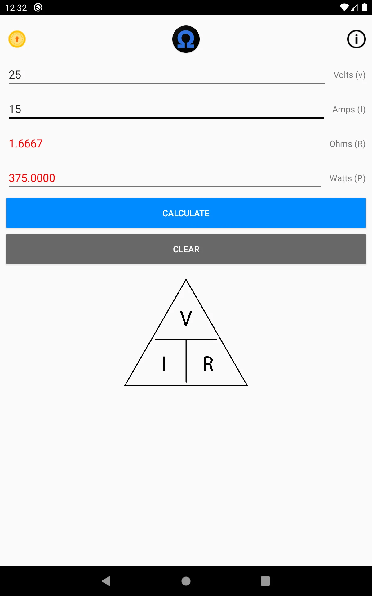 Ohms Law Calculator | Indus Appstore | Screenshot