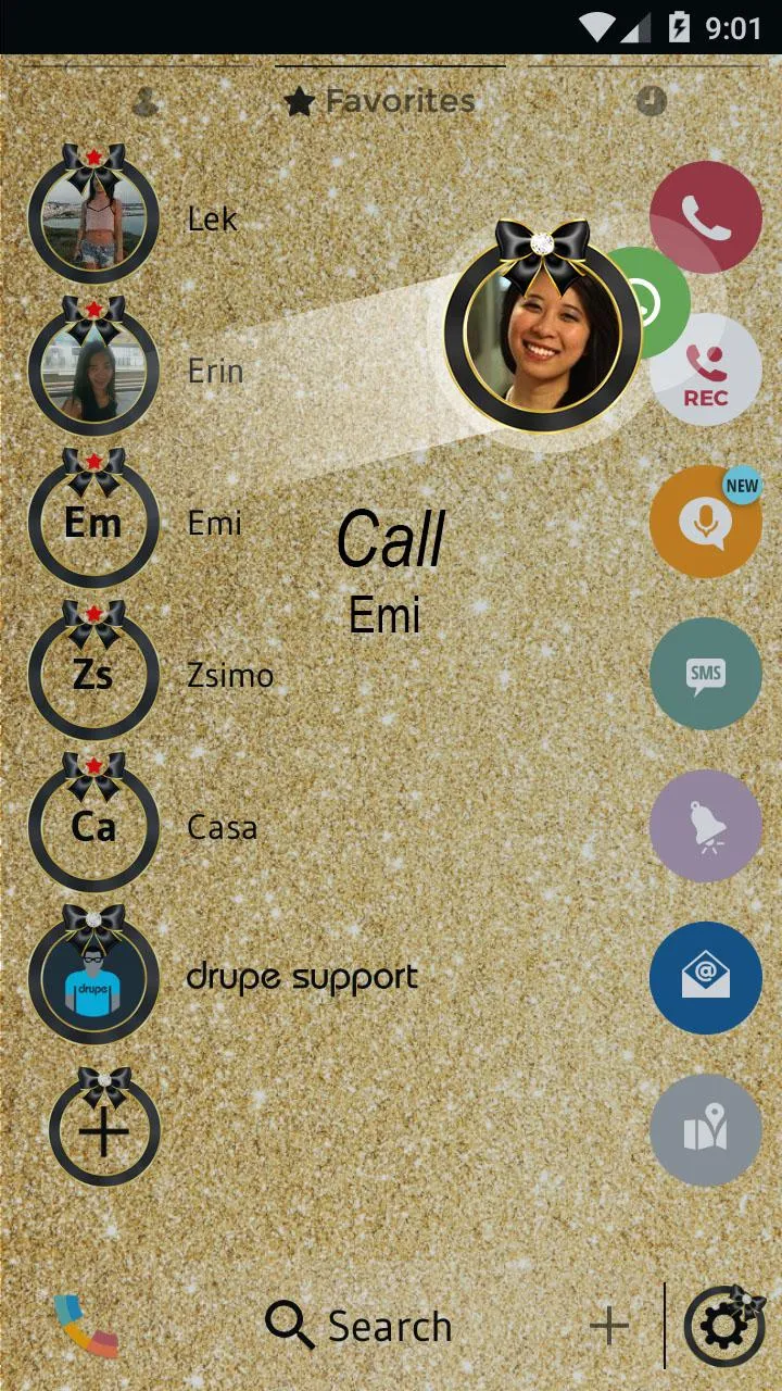 Theme Dialer Glitter Gold Bow | Indus Appstore | Screenshot