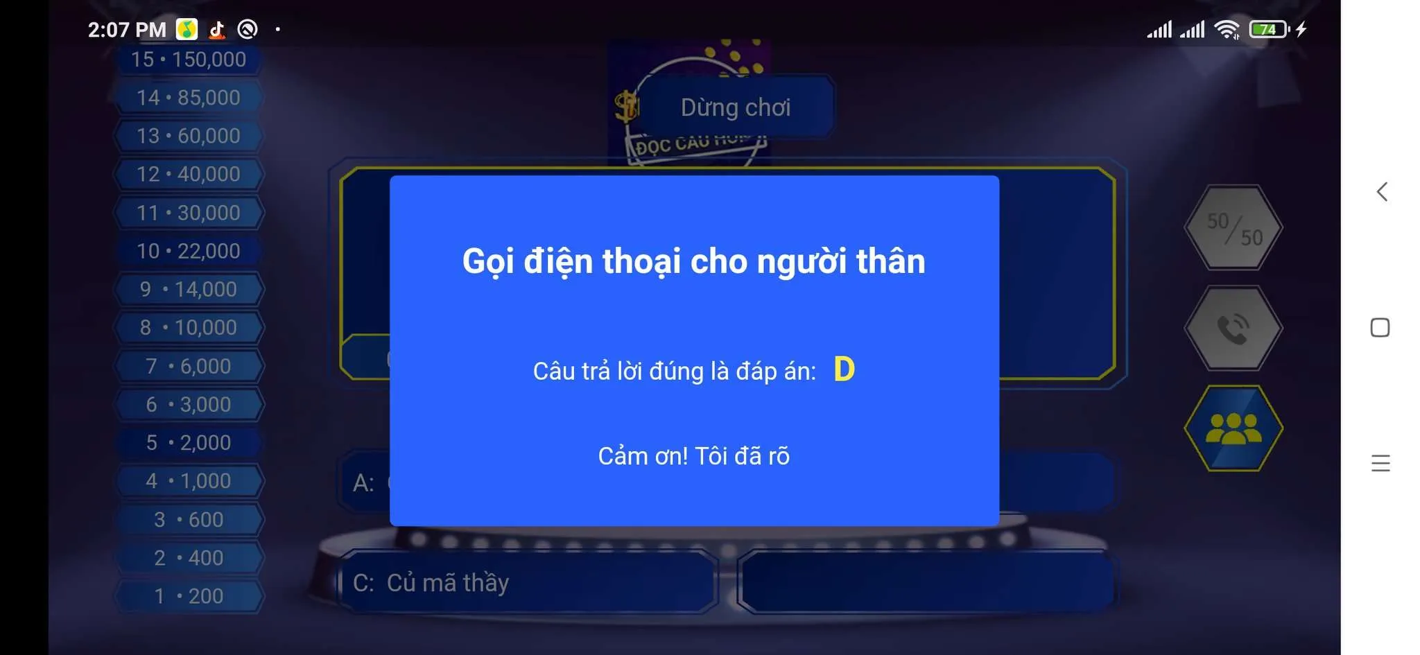 AI LA TRIEU PHU: ĐỌC CÂU HỎI | Indus Appstore | Screenshot