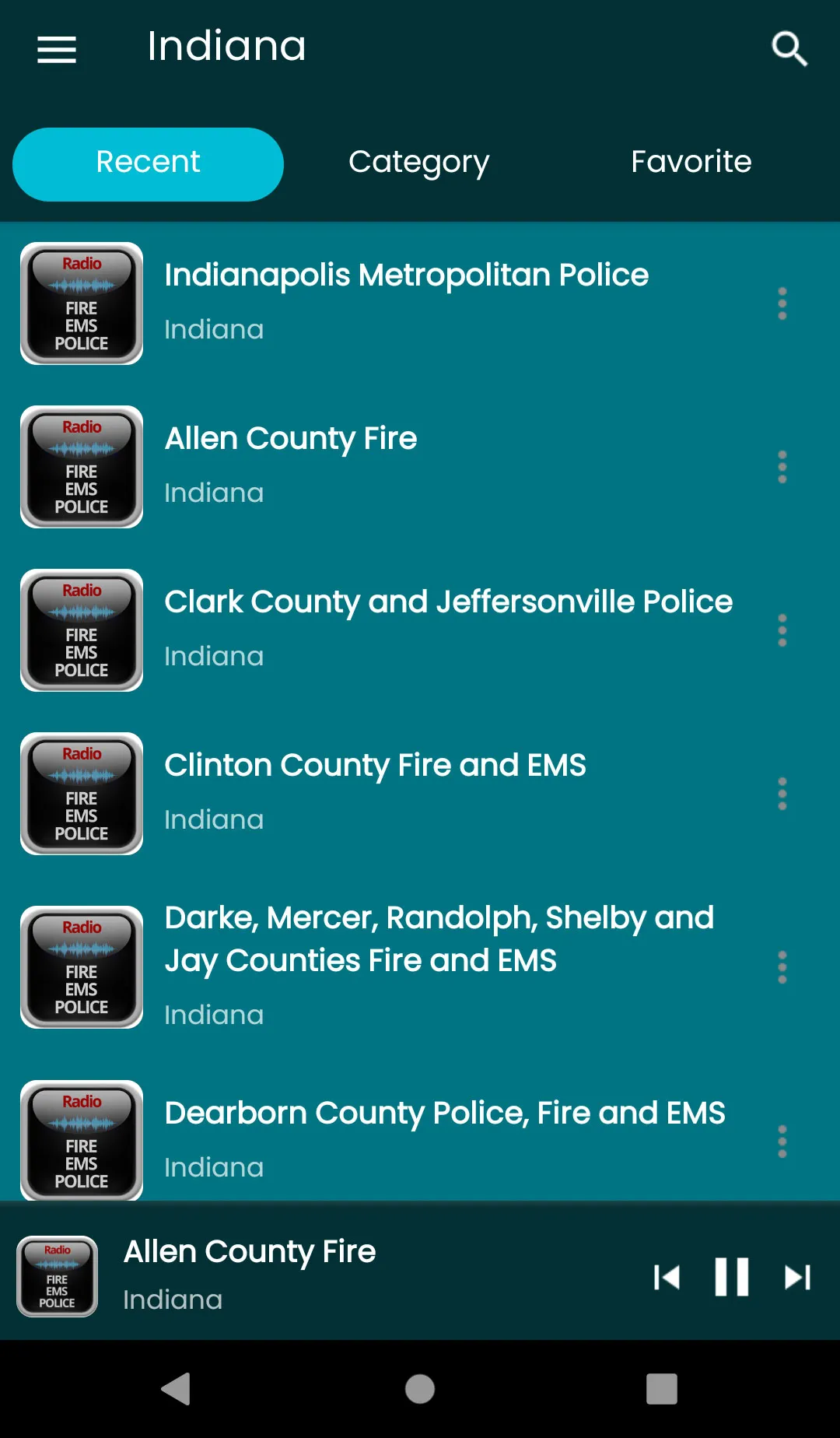 Indiana scanner radios | Indus Appstore | Screenshot