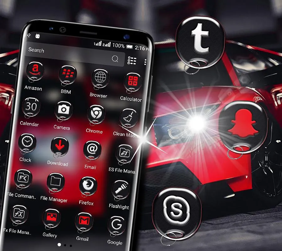 Red Car Launcher Theme | Indus Appstore | Screenshot