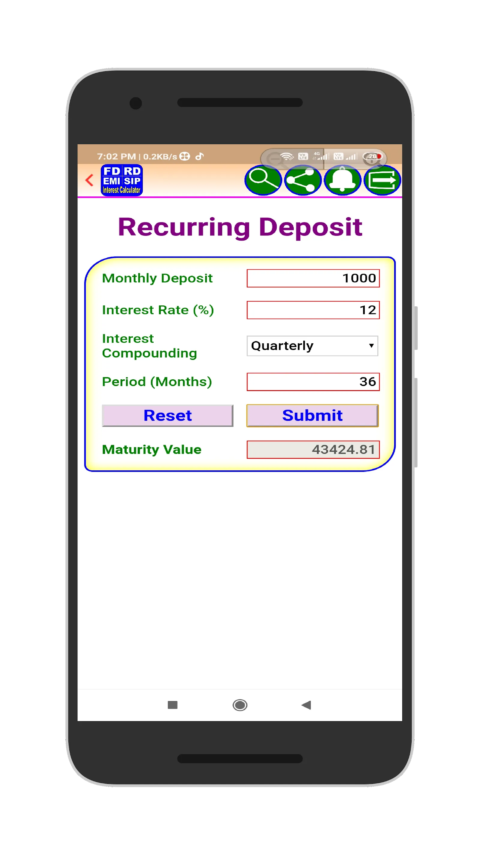 Financial Calculator - EMI FD | Indus Appstore | Screenshot