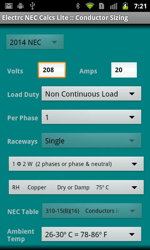 Electrc NEC Calcs Lite | Indus Appstore | Screenshot