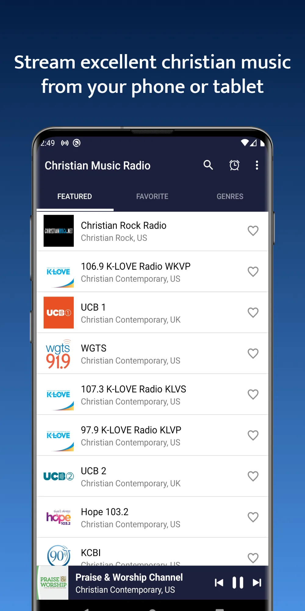 Christian Music Radio Stations | Indus Appstore | Screenshot