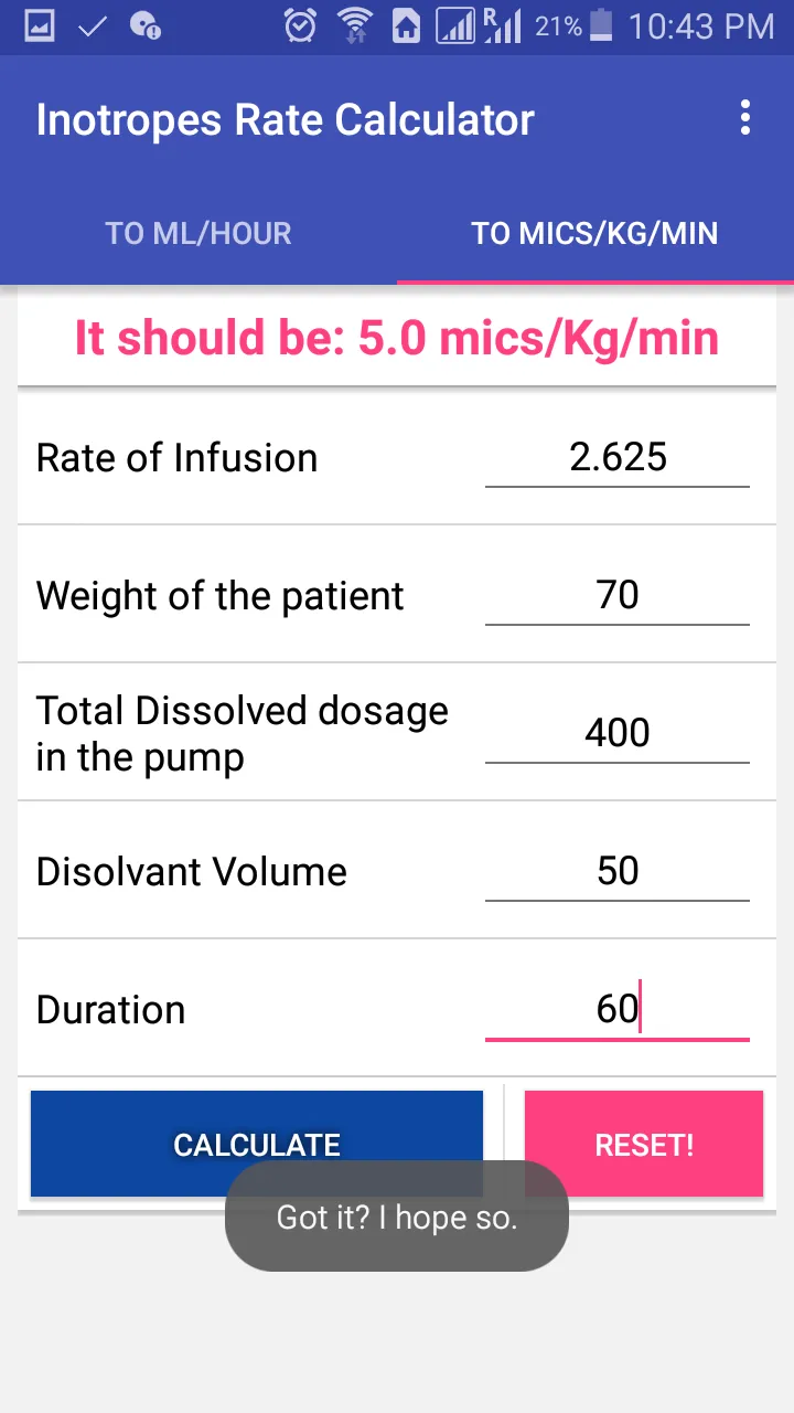 Inotropes Rate Calculator | Indus Appstore | Screenshot