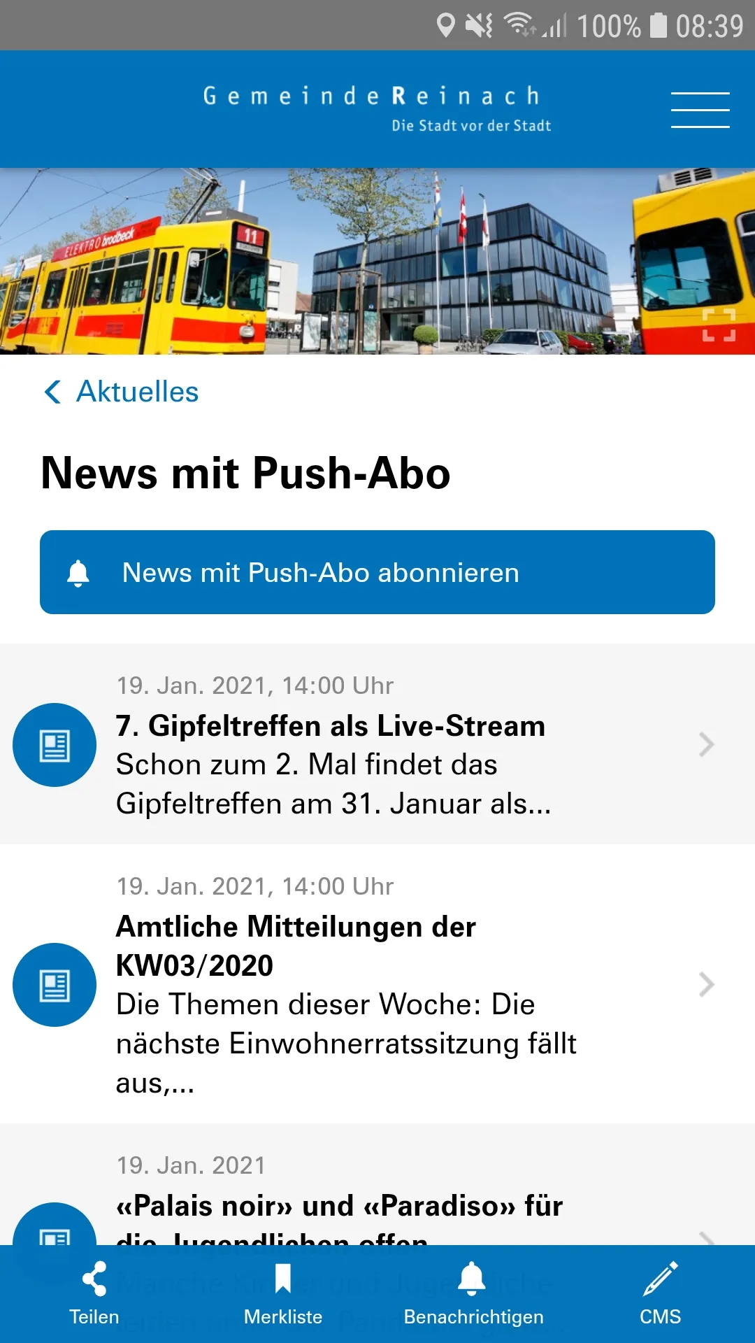 Gemeinde Reinach | Indus Appstore | Screenshot