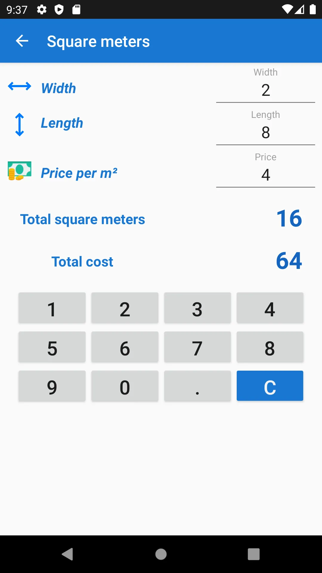 Square meters calculator | Indus Appstore | Screenshot