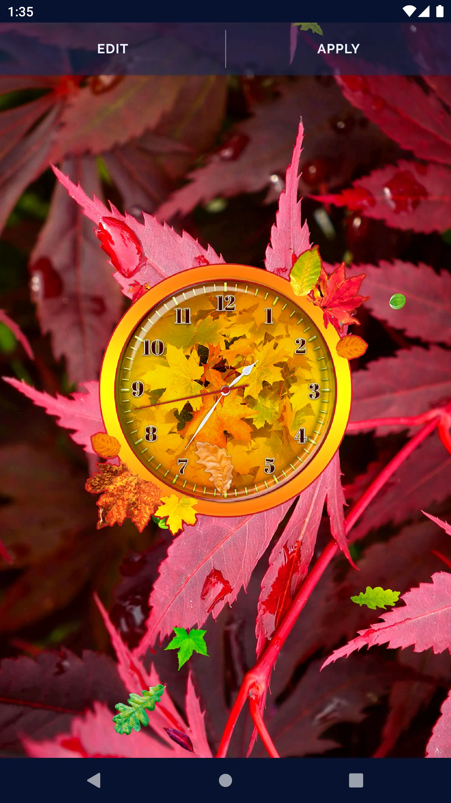 Forest Leaves Clock Wallpaper | Indus Appstore | Screenshot