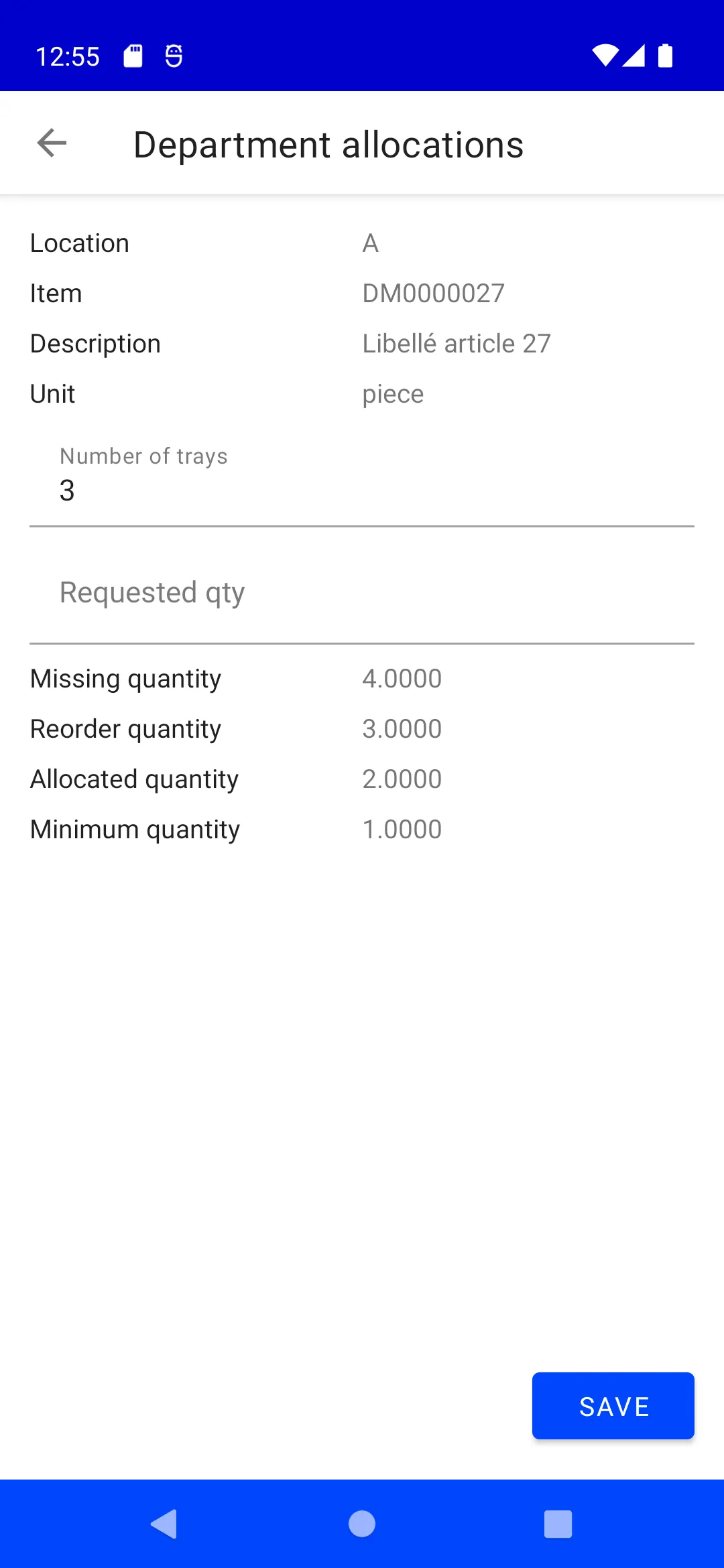 Department allocations | Indus Appstore | Screenshot