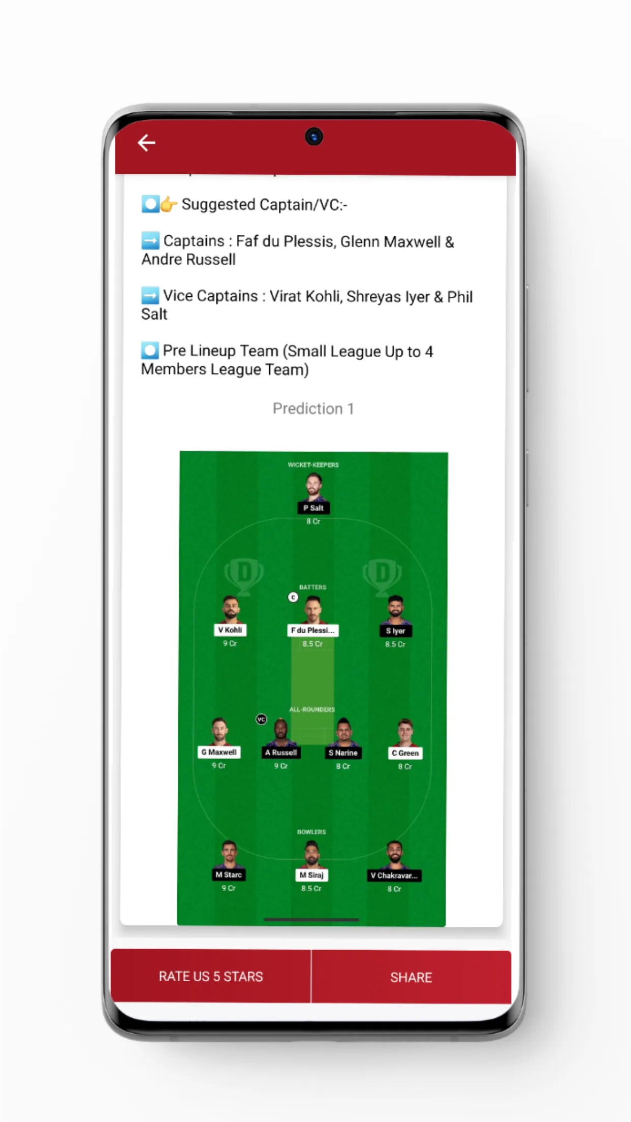 Fantasy247-Team Prediction App | Indus Appstore | Screenshot