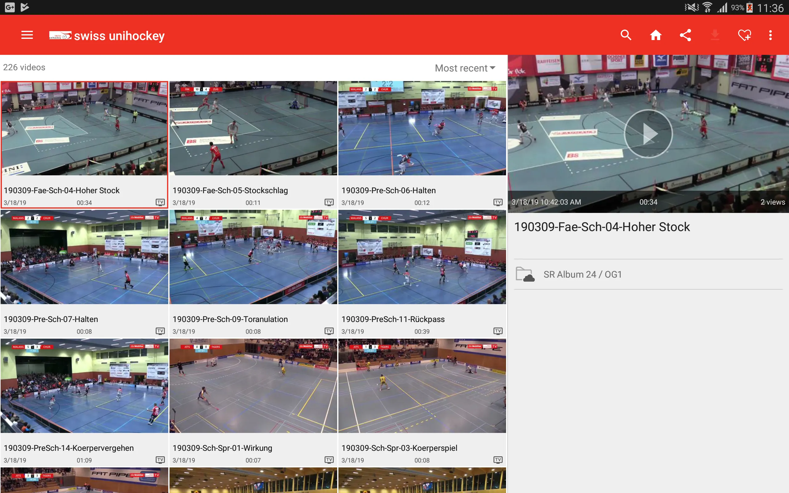 Swiss Unihockey Video | Indus Appstore | Screenshot