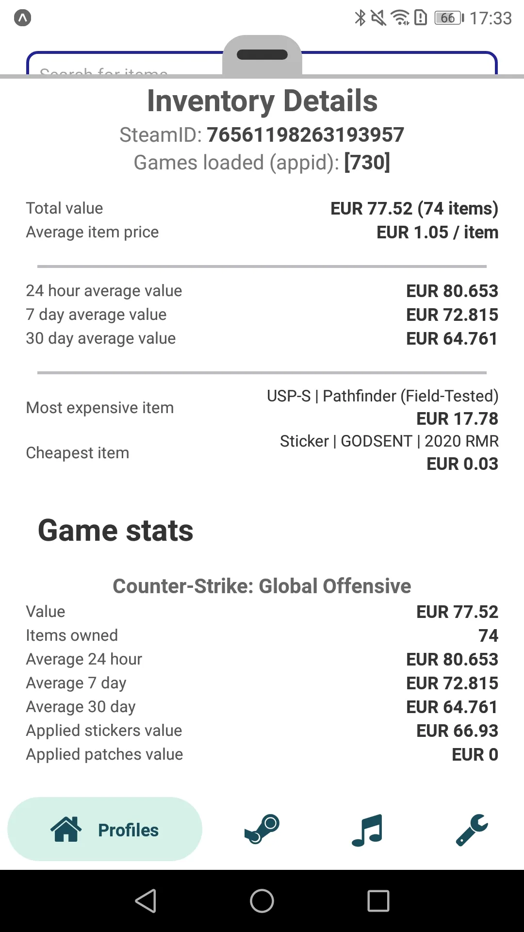 Steam Inventory Value | Indus Appstore | Screenshot