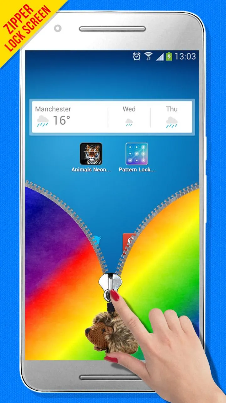 Rainbow Zipper Lock Screen | Indus Appstore | Screenshot