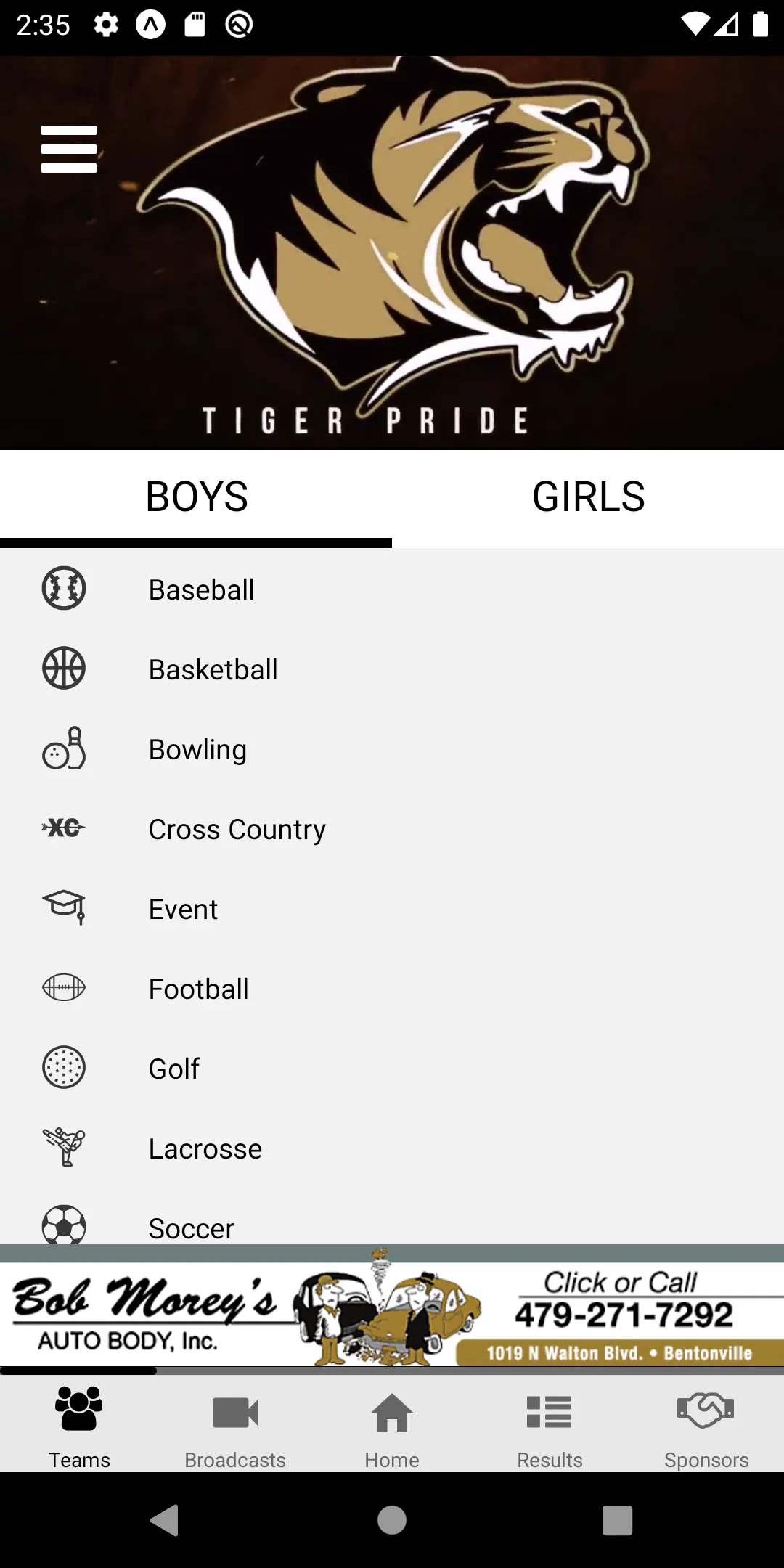 Bentonville Tiger Athletics | Indus Appstore | Screenshot