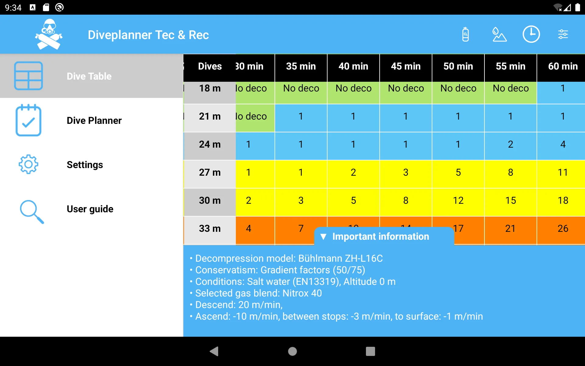 Diveplanner Tec & Rec | Indus Appstore | Screenshot