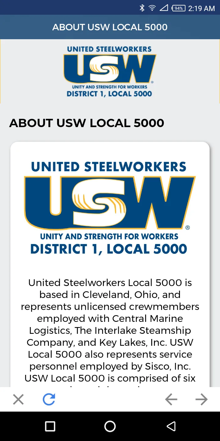 USW Local 5000 | Indus Appstore | Screenshot