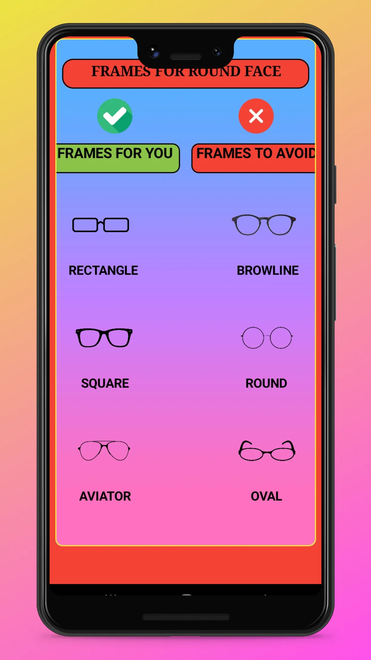 choose glasses by face shapes | Indus Appstore | Screenshot