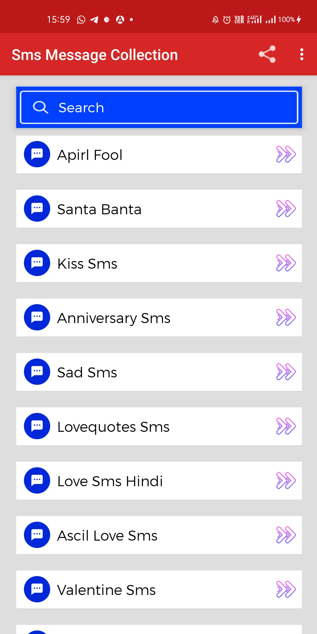 SMS Message Collection 50000 | Indus Appstore | Screenshot