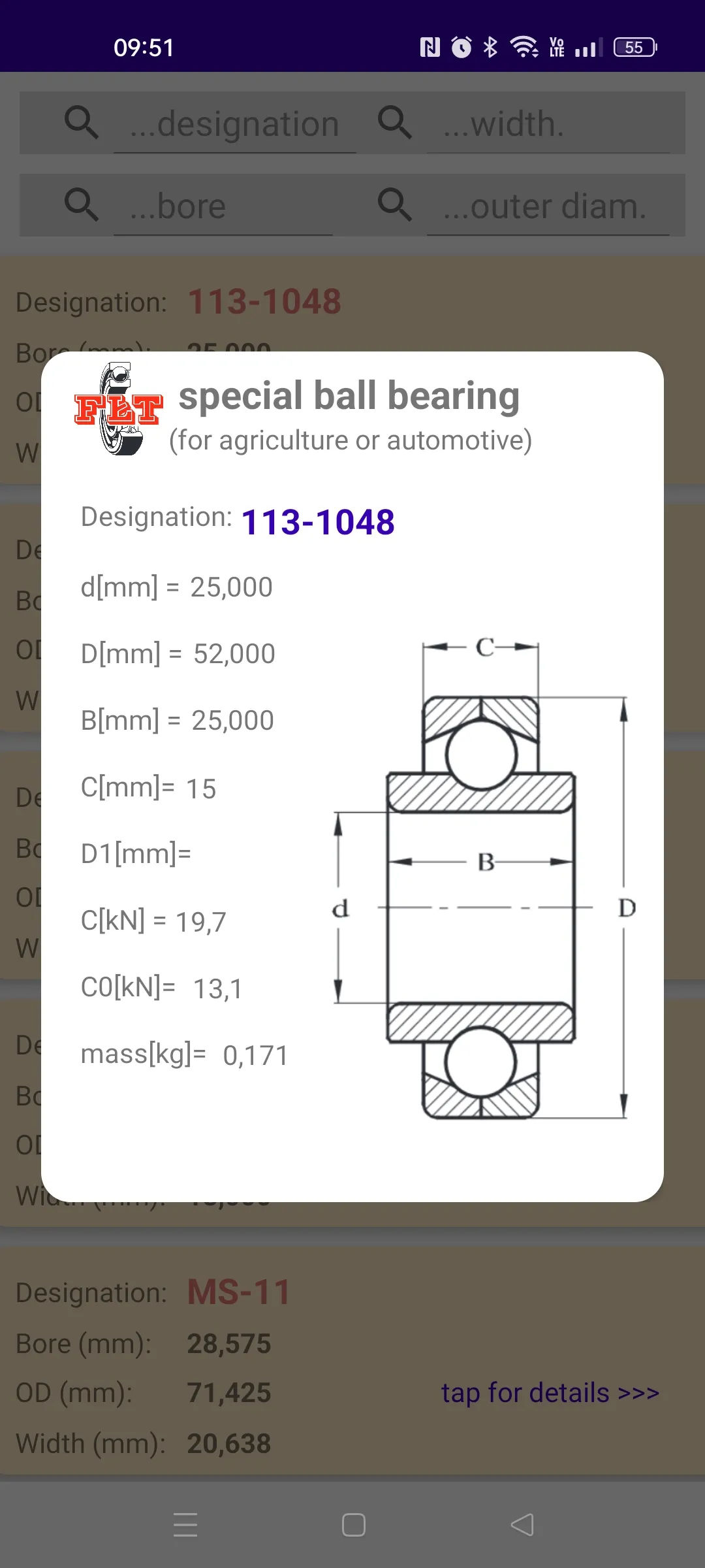 Bearing catalog and calculator | Indus Appstore | Screenshot