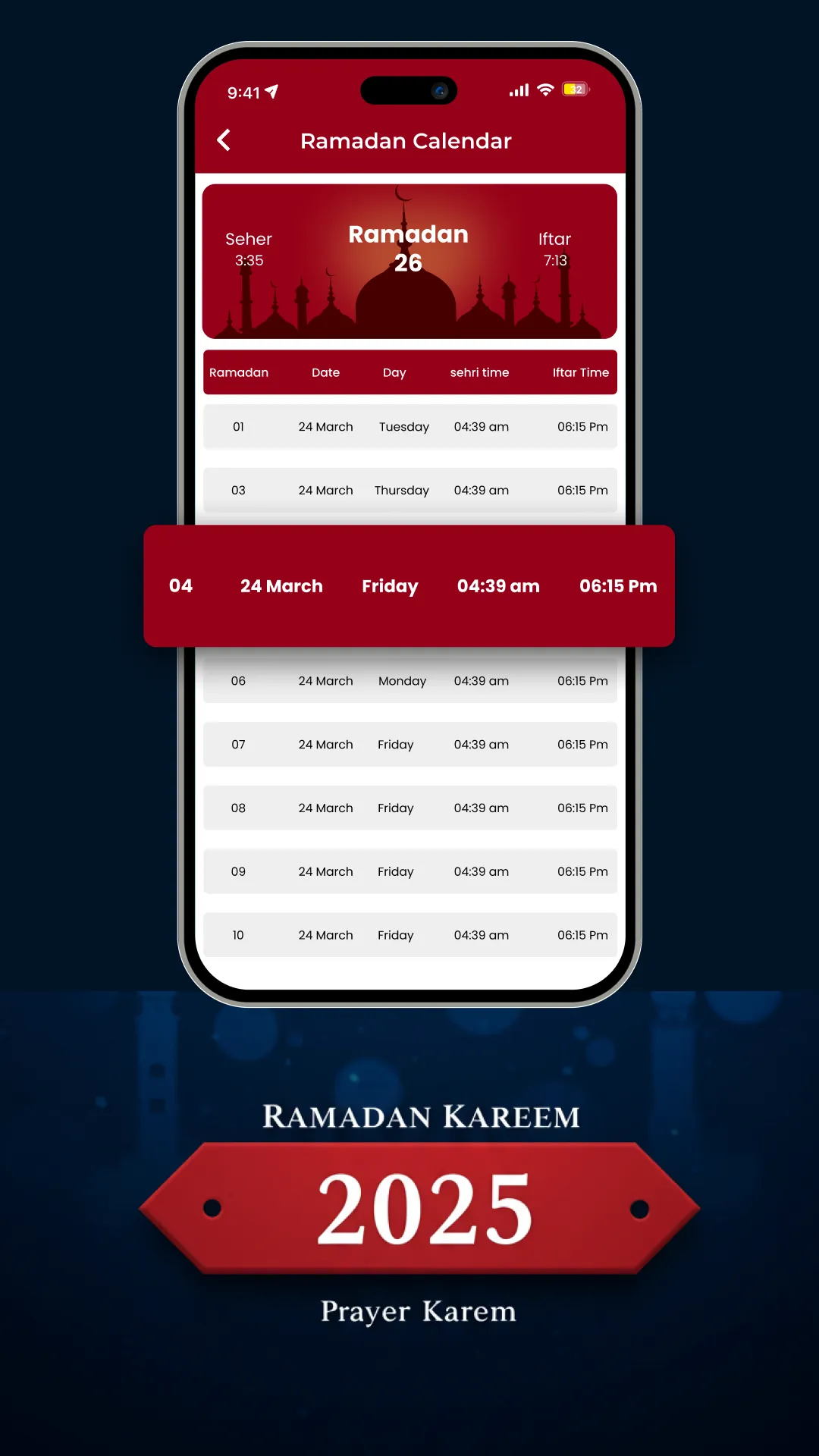 Ramdan Calendar2025 Prayertime | Indus Appstore | Screenshot